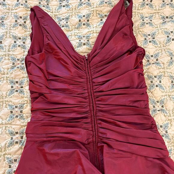 Vintage Tadashi 90s/Y2K Iridescent Ruched Knee Length Dress w Ruffles - Picture 7 of 15